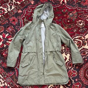 Old Navy Olive Green Cinch Waist Waterproof Rain Anorak Jacket/ Parka - Small